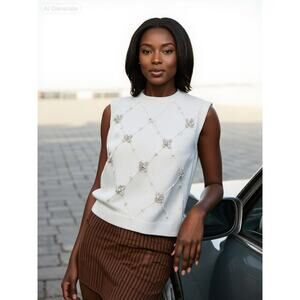 MInime Paris White Beaded Vest Small/Medium